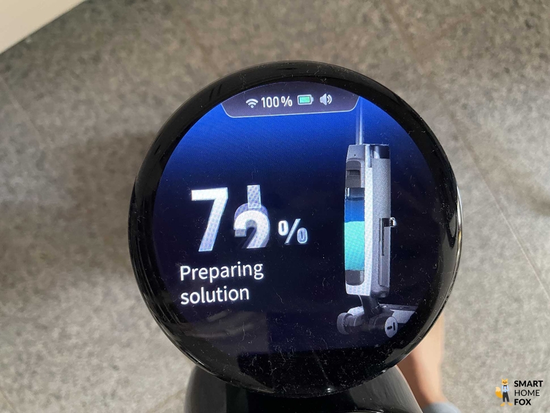 Tineco Floor One S7 Ultra Modus: Elektrolytische Desinfektion Fortschrittsanzeige auf dem Display